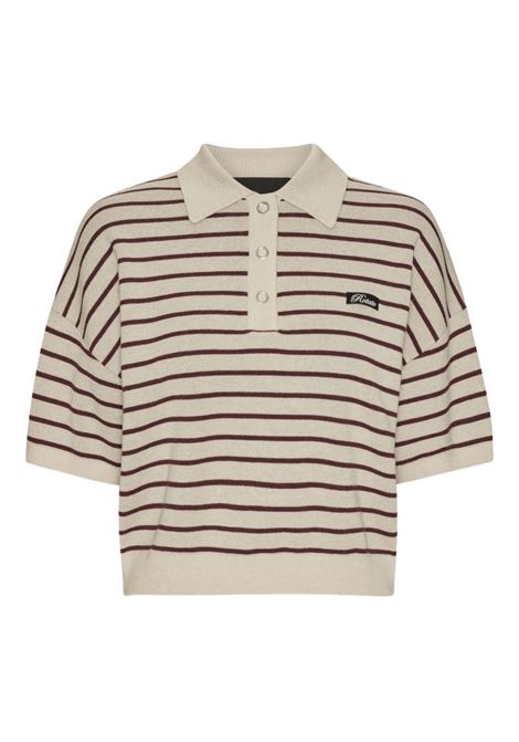 Beige striped polo top Rotate Sunday - women